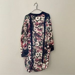 Sheer Floral Kimono Wrap